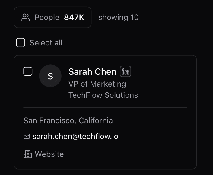 Lead Discovery mobile interface
