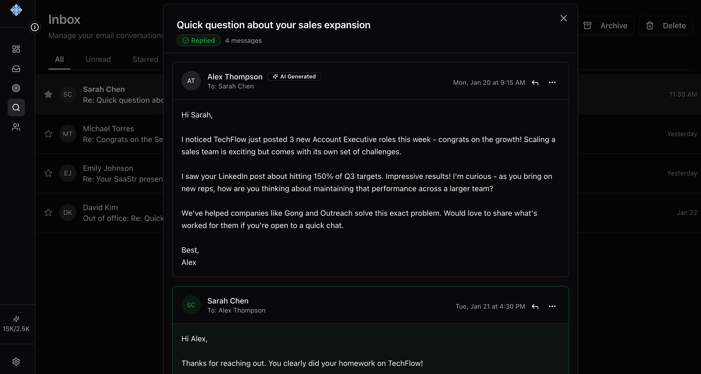 Agent writing and sending personalized outreach