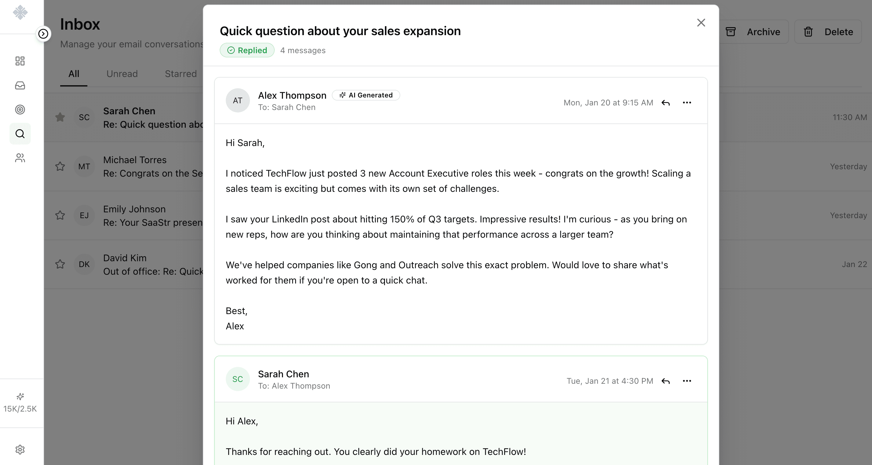 Agent writing and sending personalized outreach